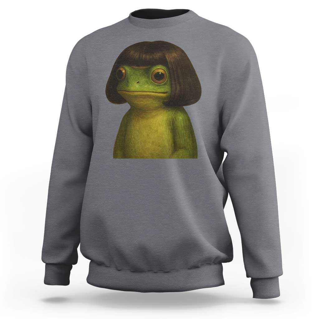 Funny Frog Bob Haircut Meme Sweatshirt Silly Toad Trends - Wonder Print Shop