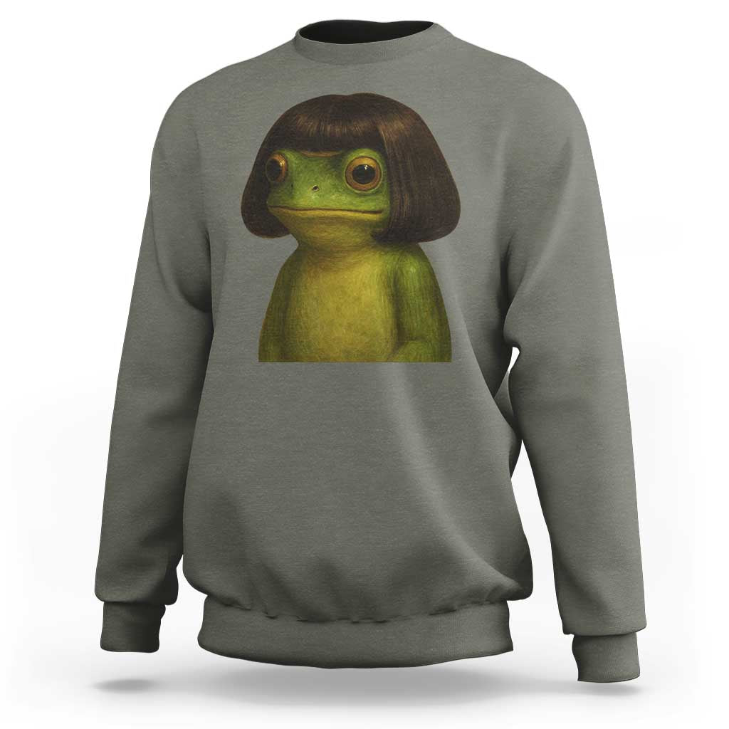 Funny Frog Bob Haircut Meme Sweatshirt Silly Toad Trends - Wonder Print Shop