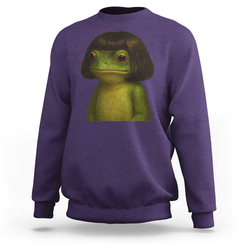 Funny Frog Bob Haircut Meme Sweatshirt Silly Toad Trends - Wonder Print Shop