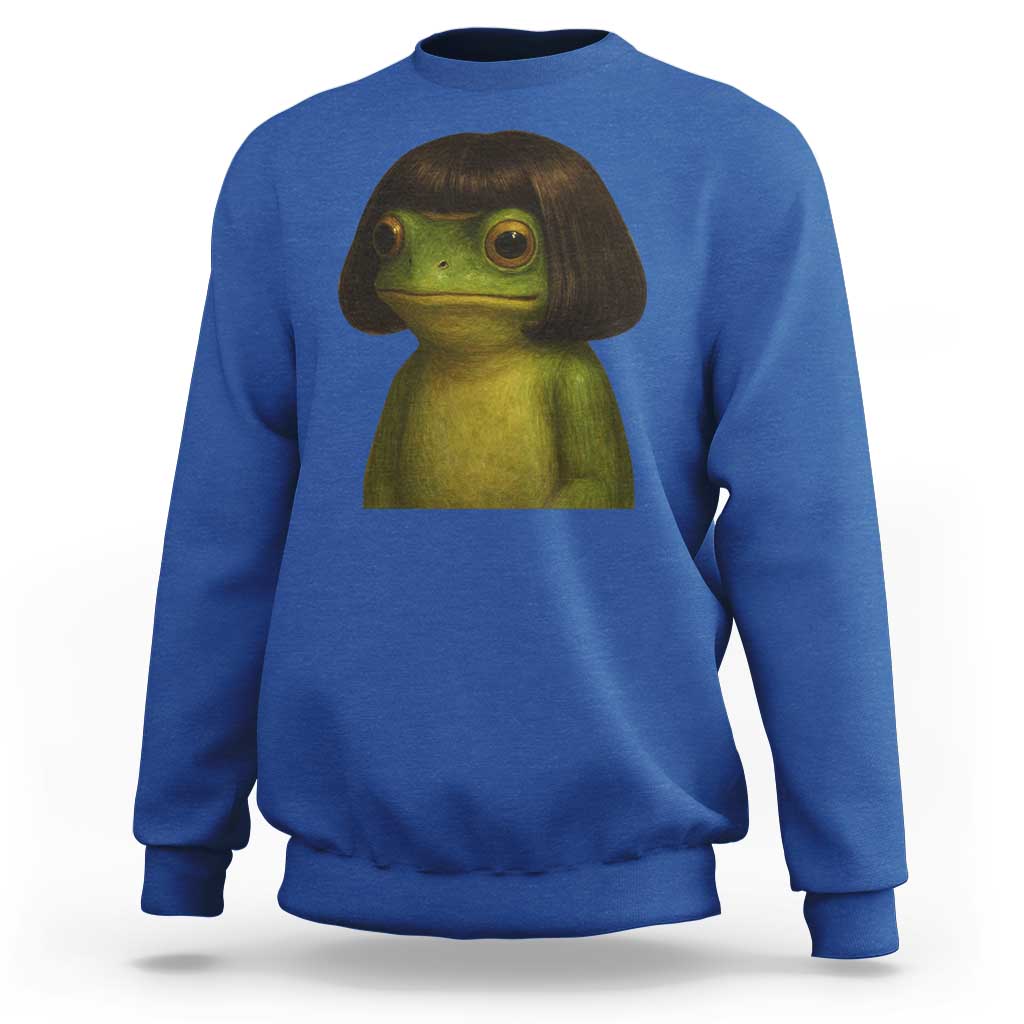 Funny Frog Bob Haircut Meme Sweatshirt Silly Toad Trends - Wonder Print Shop