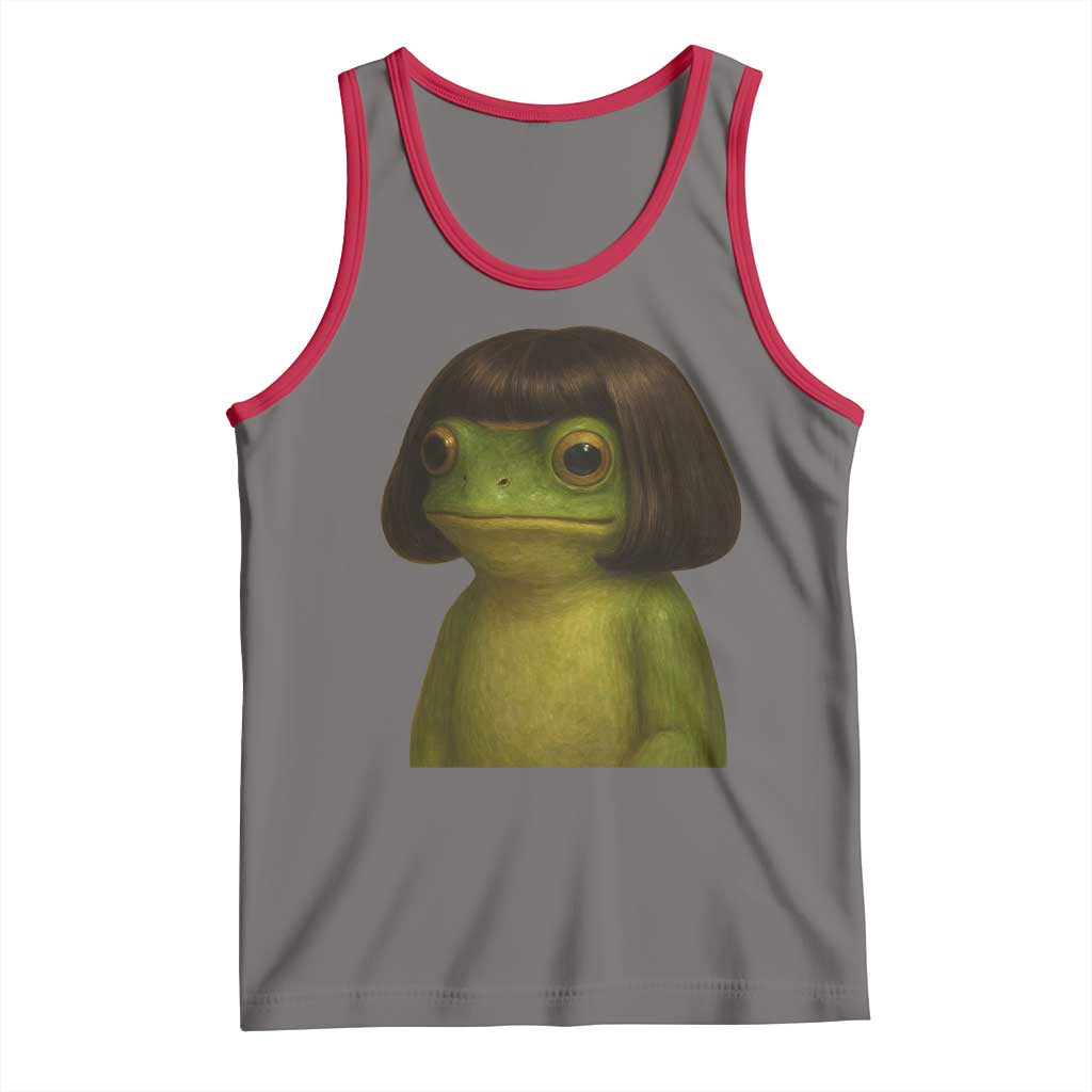 Funny Frog Bob Haircut Meme Tank Top Silly Toad Trends - Wonder Print Shop
