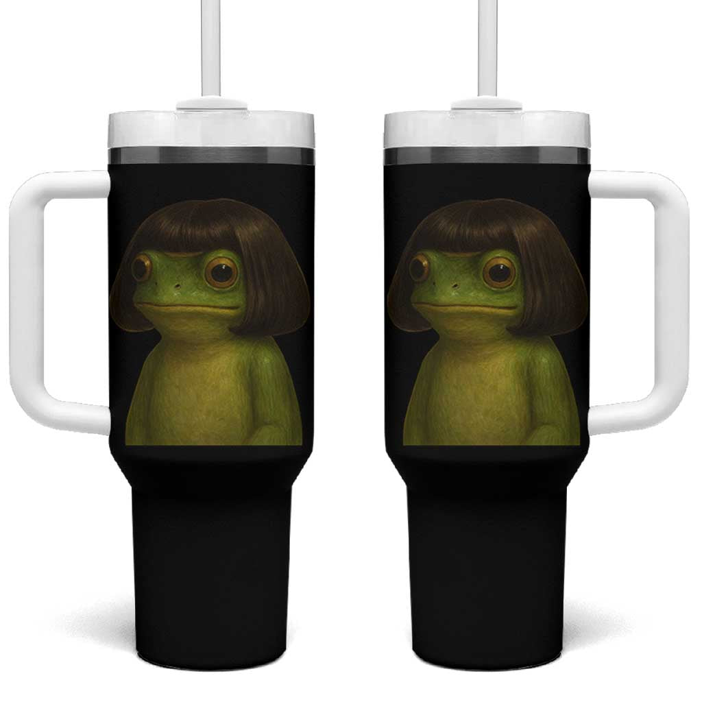 Funny Frog Bob Haircut Meme Tumbler With Handle Silly Toad Trends - Wonder Print Shop