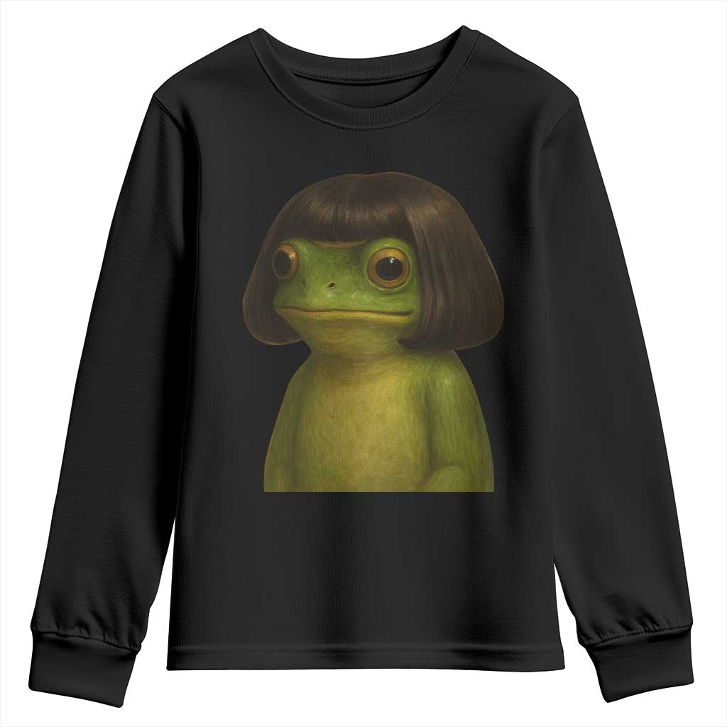 Funny Frog Bob Haircut Meme Youth Sweatshirt Silly Toad Trends - Wonder Print Shop