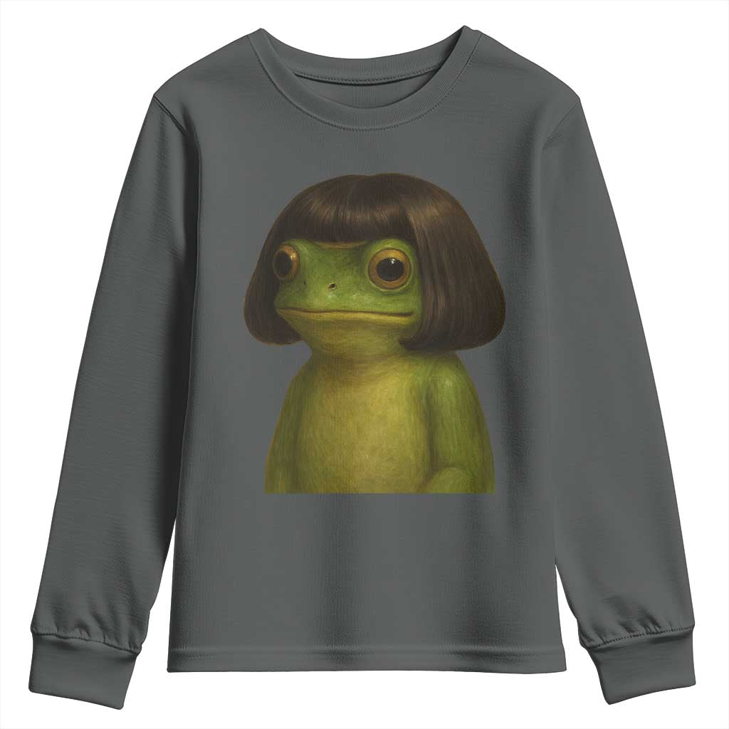 Funny Frog Bob Haircut Meme Youth Sweatshirt Silly Toad Trends - Wonder Print Shop