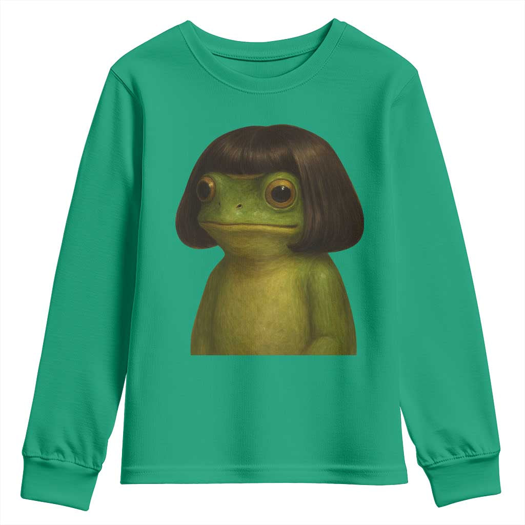 Funny Frog Bob Haircut Meme Youth Sweatshirt Silly Toad Trends - Wonder Print Shop