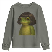 Funny Frog Bob Haircut Meme Youth Sweatshirt Silly Toad Trends - Wonder Print Shop
