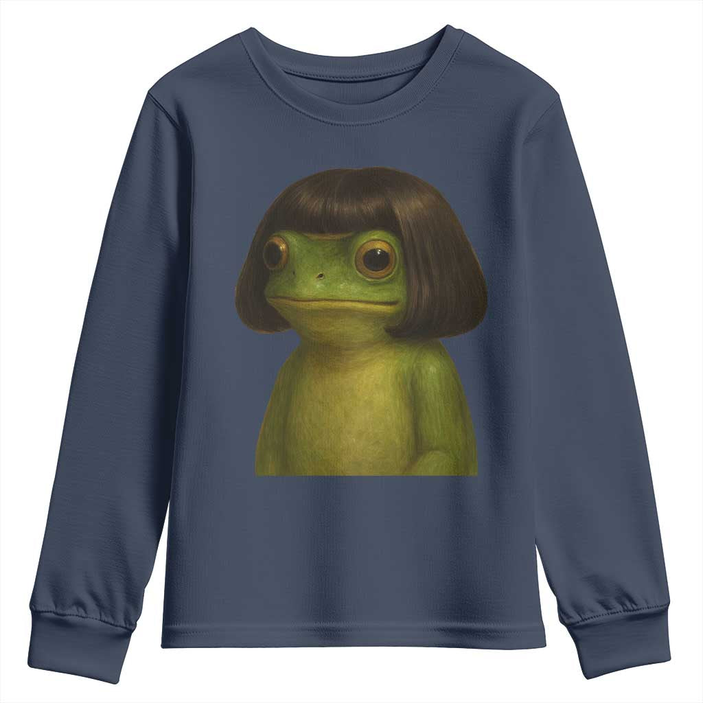 Funny Frog Bob Haircut Meme Youth Sweatshirt Silly Toad Trends - Wonder Print Shop