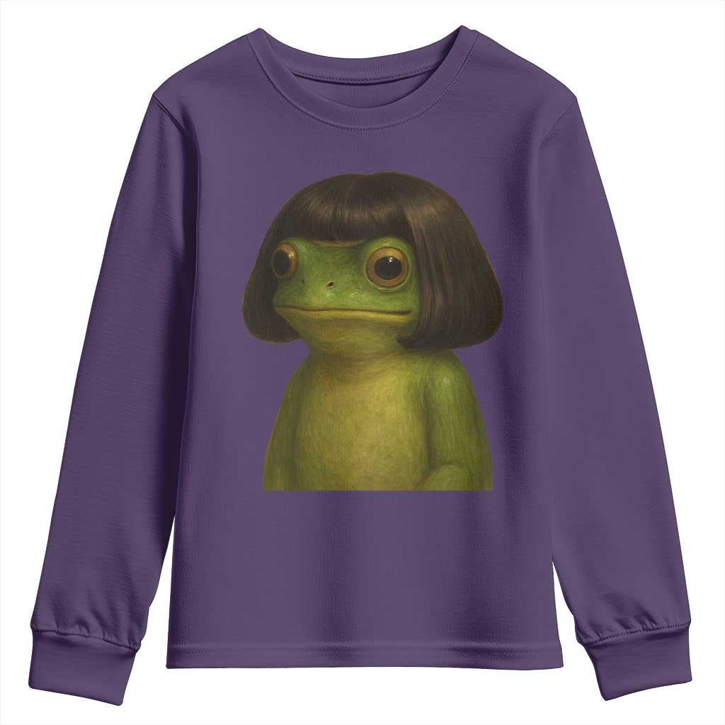 Funny Frog Bob Haircut Meme Youth Sweatshirt Silly Toad Trends - Wonder Print Shop