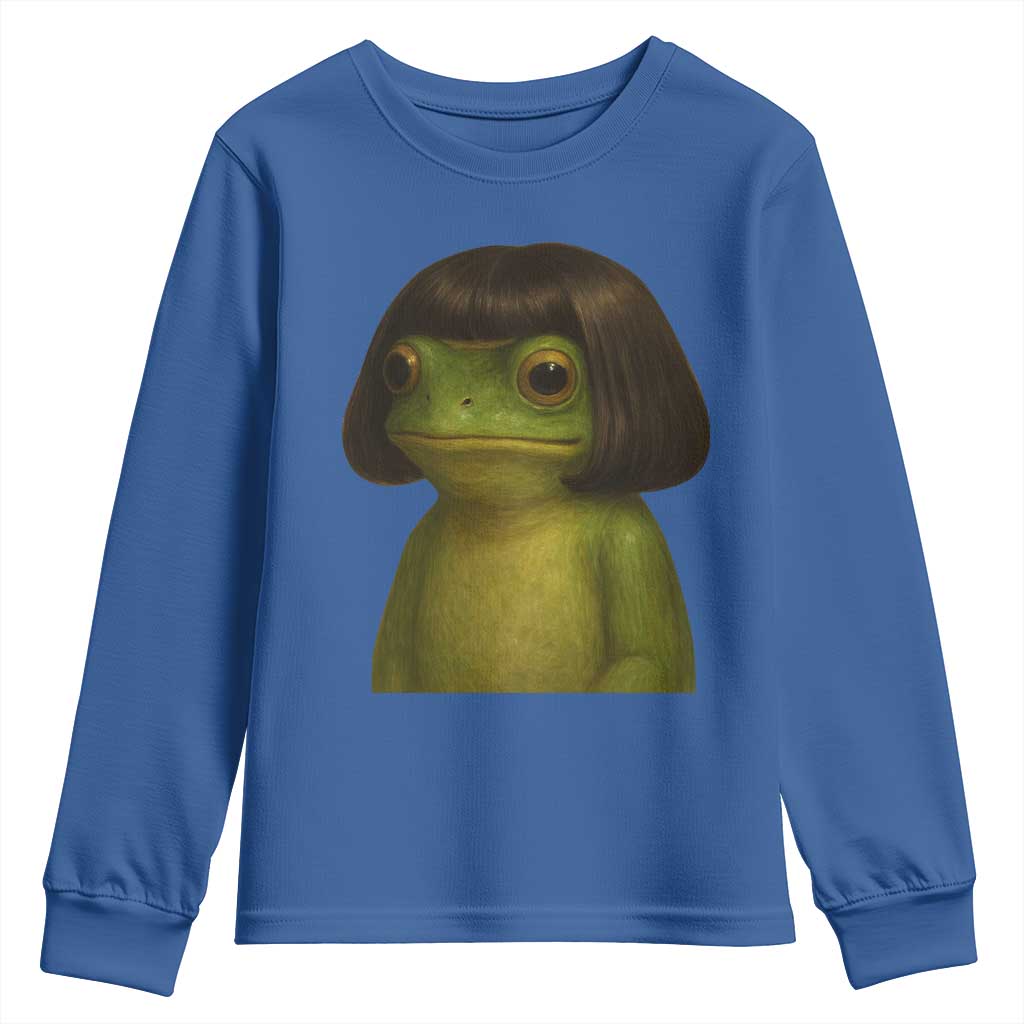 Funny Frog Bob Haircut Meme Youth Sweatshirt Silly Toad Trends - Wonder Print Shop