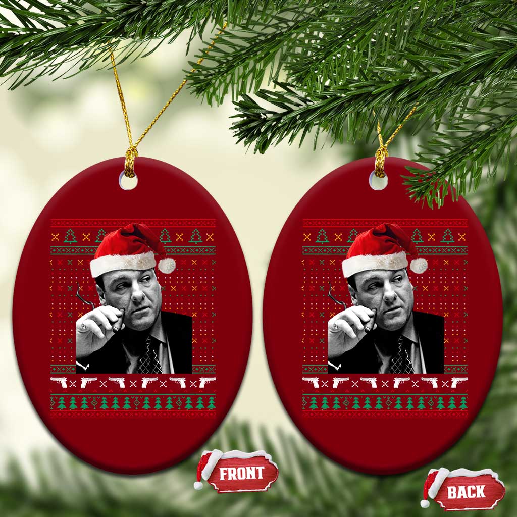 Funny Ugly Christmas Ceramic Ornament Funny Mafia Gangster Santa Sopranos Smoking - Wonder Print Shop
