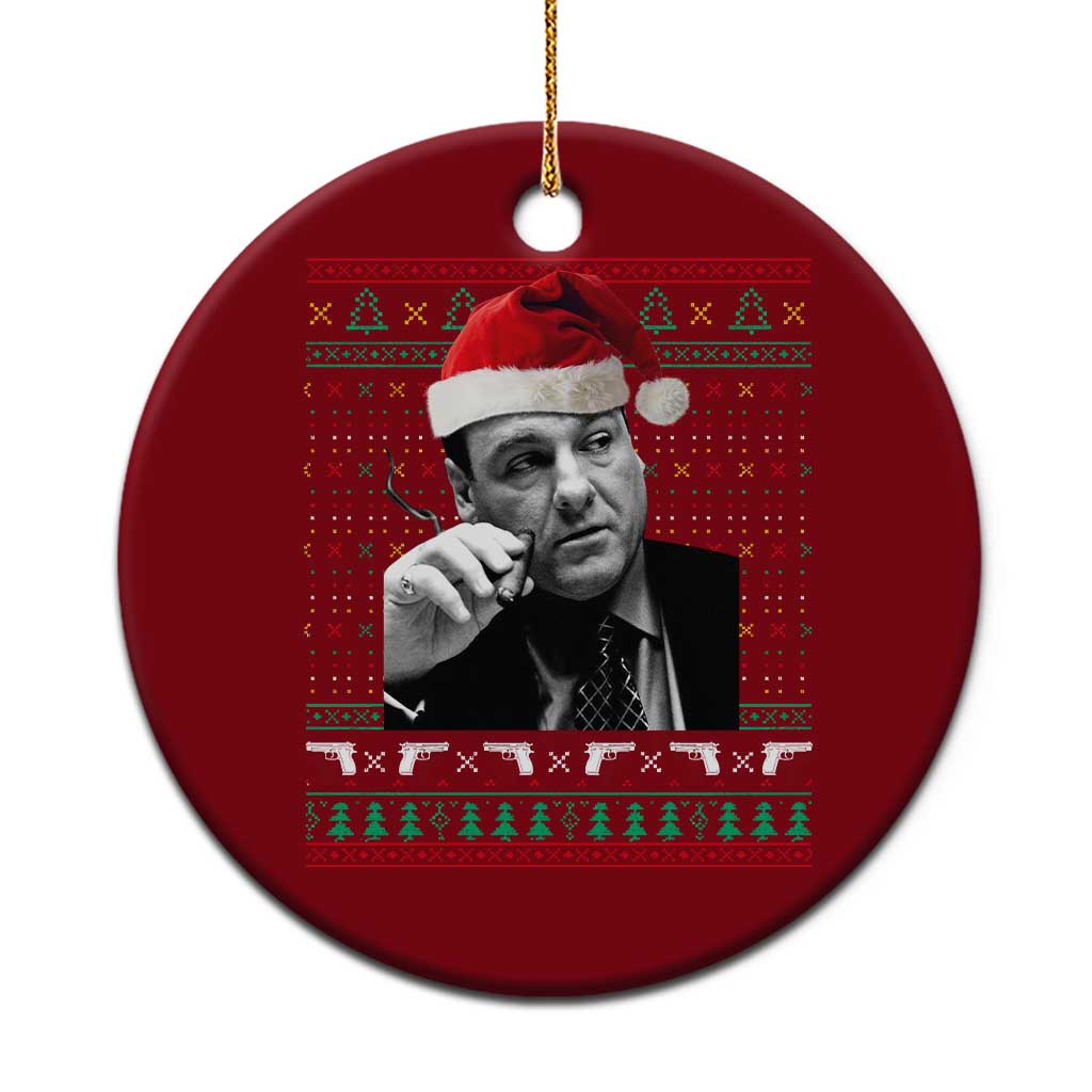 Funny Ugly Christmas Ceramic Ornament Funny Mafia Gangster Santa Sopranos Smoking - Wonder Print Shop