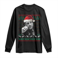 Funny Ugly Christmas Long Sleeve Shirt Funny Mafia Gangster Santa Sopranos Smoking - Wonder Print Shop