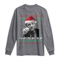Funny Ugly Christmas Long Sleeve Shirt Funny Mafia Gangster Santa Sopranos Smoking - Wonder Print Shop
