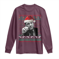 Funny Ugly Christmas Long Sleeve Shirt Funny Mafia Gangster Santa Sopranos Smoking - Wonder Print Shop
