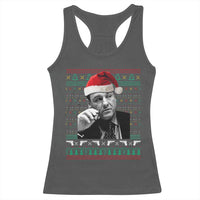 Funny Ugly Christmas Racerback Tank Top Funny Mafia Gangster Santa Sopranos Smoking - Wonder Print Shop