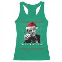 Funny Ugly Christmas Racerback Tank Top Funny Mafia Gangster Santa Sopranos Smoking - Wonder Print Shop