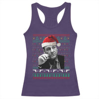 Funny Ugly Christmas Racerback Tank Top Funny Mafia Gangster Santa Sopranos Smoking - Wonder Print Shop