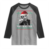Funny Ugly Christmas Raglan Shirt Funny Mafia Gangster Santa Sopranos Smoking - Wonder Print Shop