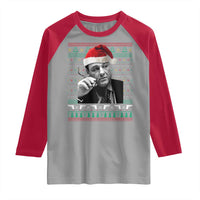 Funny Ugly Christmas Raglan Shirt Funny Mafia Gangster Santa Sopranos Smoking - Wonder Print Shop