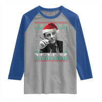 Funny Ugly Christmas Raglan Shirt Funny Mafia Gangster Santa Sopranos Smoking - Wonder Print Shop