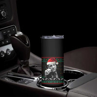 Funny Ugly Christmas Skinny Tumbler Funny Mafia Gangster Santa Sopranos Smoking - Wonder Print Shop