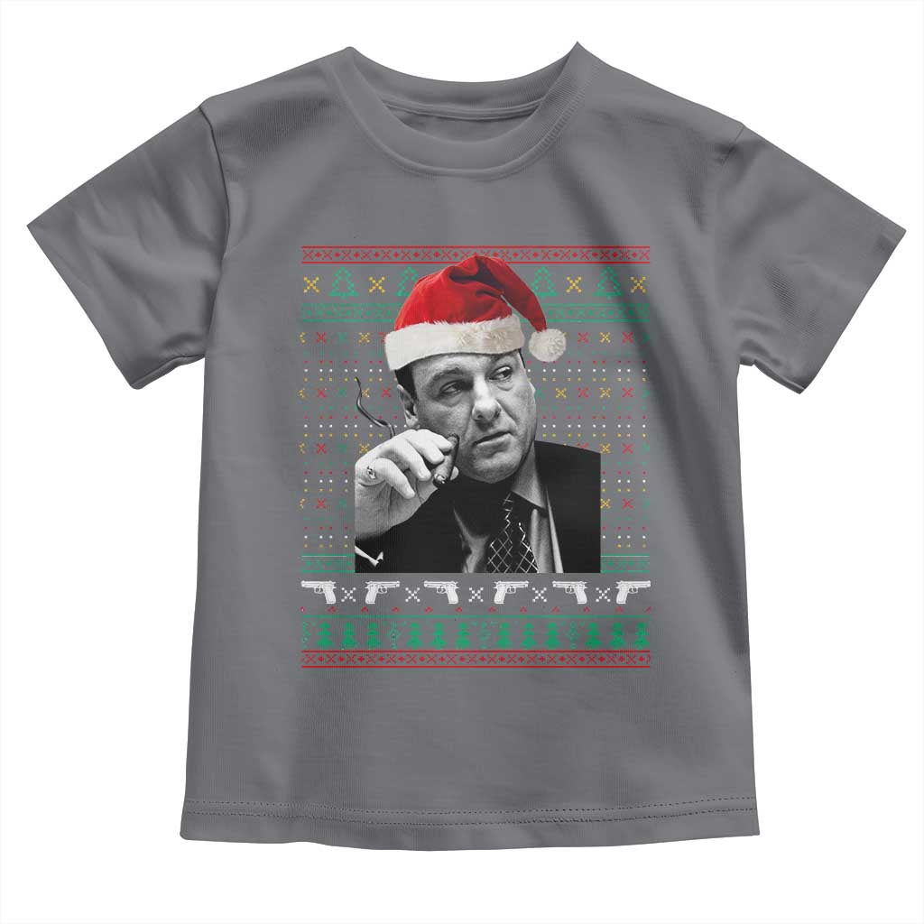 Funny Ugly Christmas Toddler T Shirt Funny Mafia Gangster Santa Sopranos Smoking - Wonder Print Shop