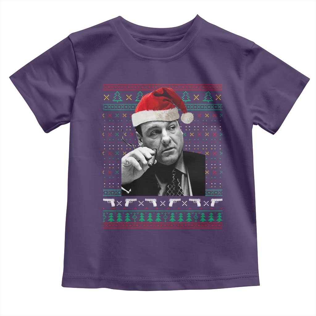 Funny Ugly Christmas Toddler T Shirt Funny Mafia Gangster Santa Sopranos Smoking - Wonder Print Shop
