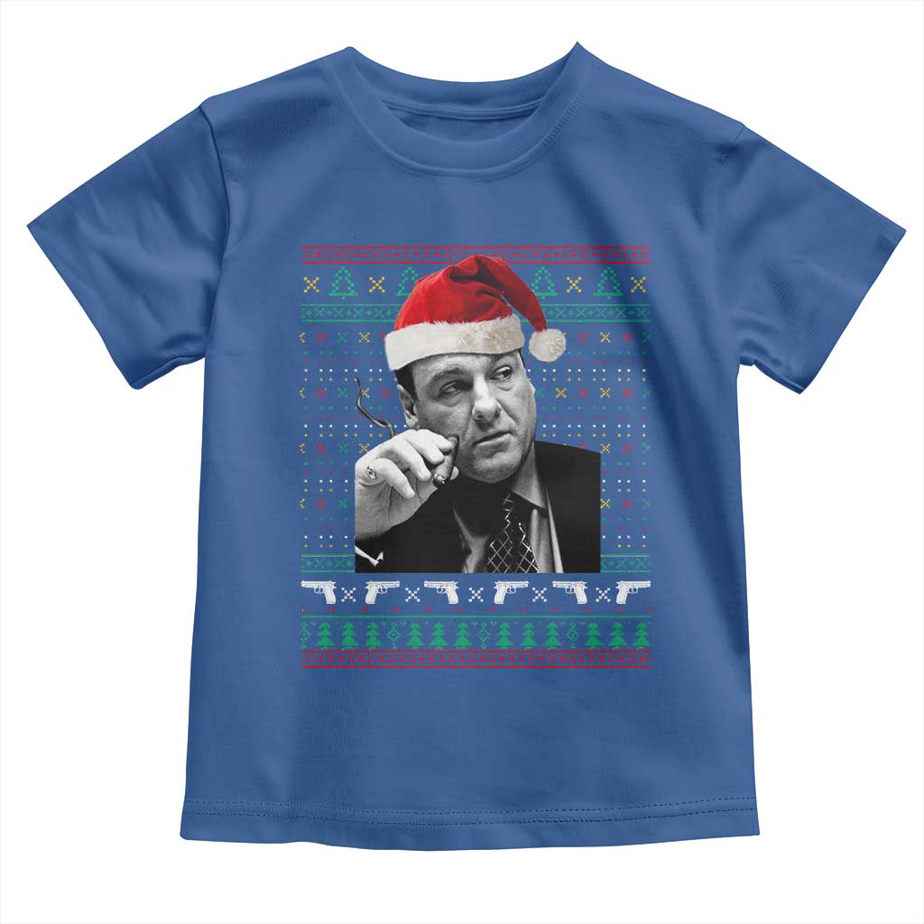 Funny Ugly Christmas Toddler T Shirt Funny Mafia Gangster Santa Sopranos Smoking - Wonder Print Shop