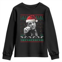 Funny Ugly Christmas Youth Sweatshirt Funny Mafia Gangster Santa Sopranos Smoking - Wonder Print Shop