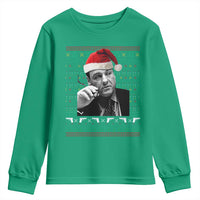 Funny Ugly Christmas Youth Sweatshirt Funny Mafia Gangster Santa Sopranos Smoking - Wonder Print Shop