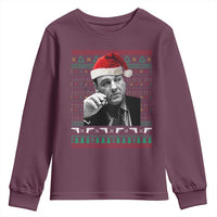 Funny Ugly Christmas Youth Sweatshirt Funny Mafia Gangster Santa Sopranos Smoking - Wonder Print Shop