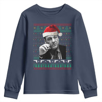Funny Ugly Christmas Youth Sweatshirt Funny Mafia Gangster Santa Sopranos Smoking - Wonder Print Shop