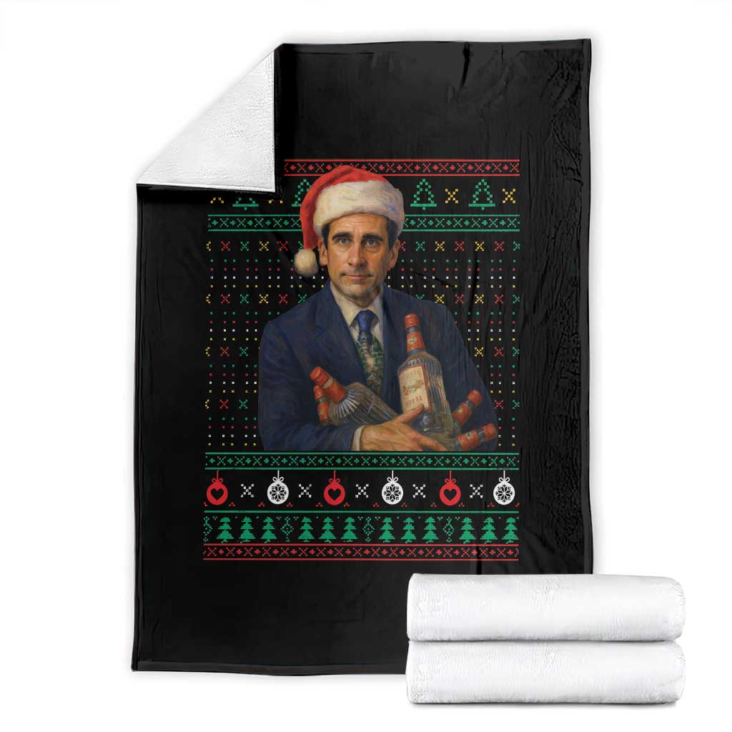 Office Christmas Movie Throw Blanket Funny Retro 90s Movie Ugly Xmas - Wonder Print Shop