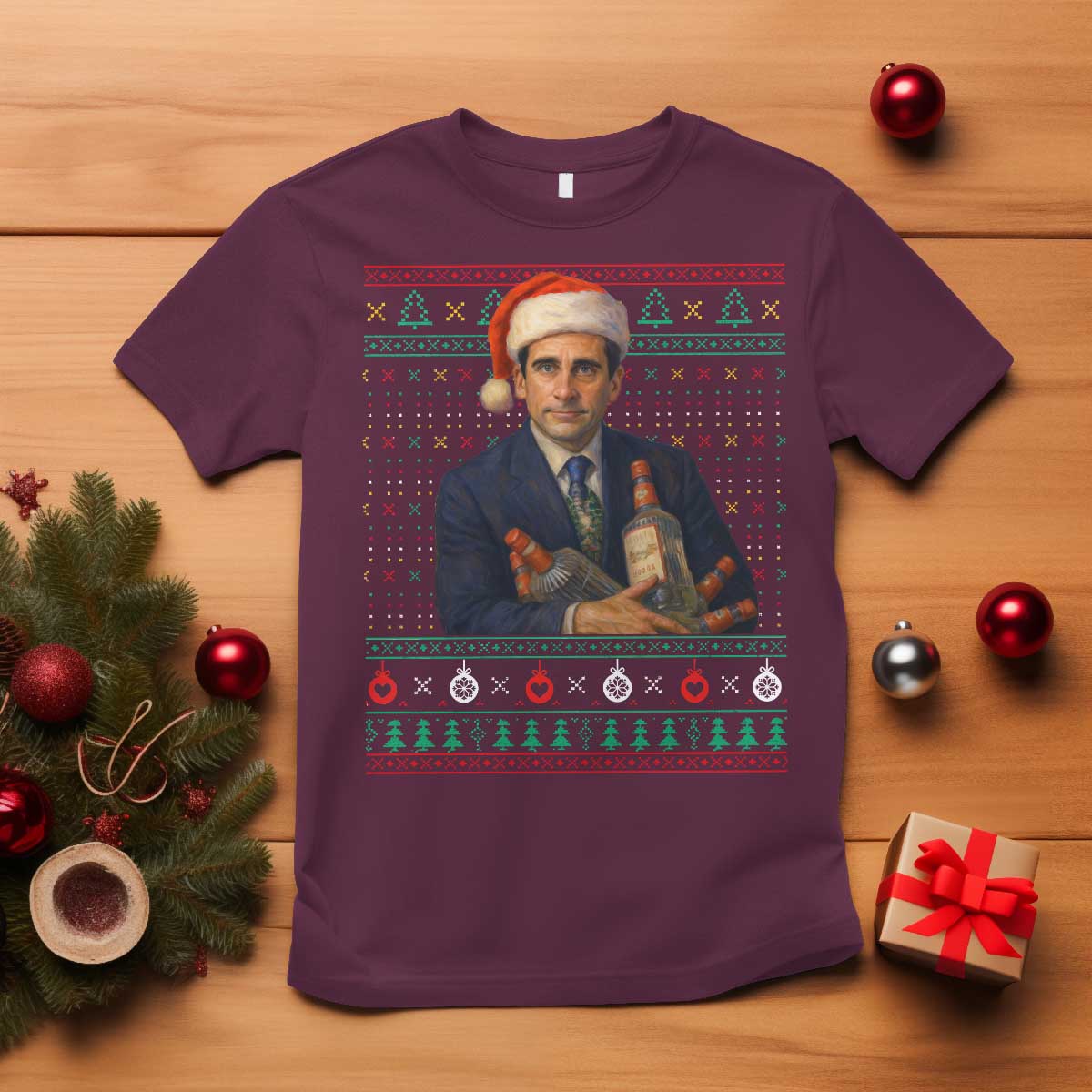 Office Christmas Movie T Shirt Funny Retro 90s Movie Ugly Xmas - Wonder Print Shop