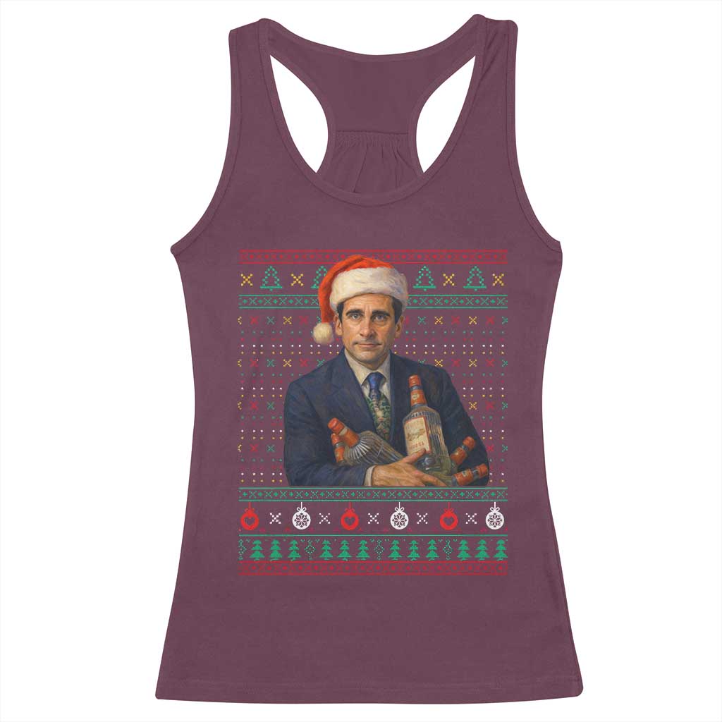 Office Christmas Movie Racerback Tank Top Funny Retro 90s Movie Ugly Xmas - Wonder Print Shop