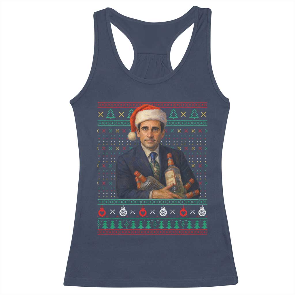 Office Christmas Movie Racerback Tank Top Funny Retro 90s Movie Ugly Xmas - Wonder Print Shop
