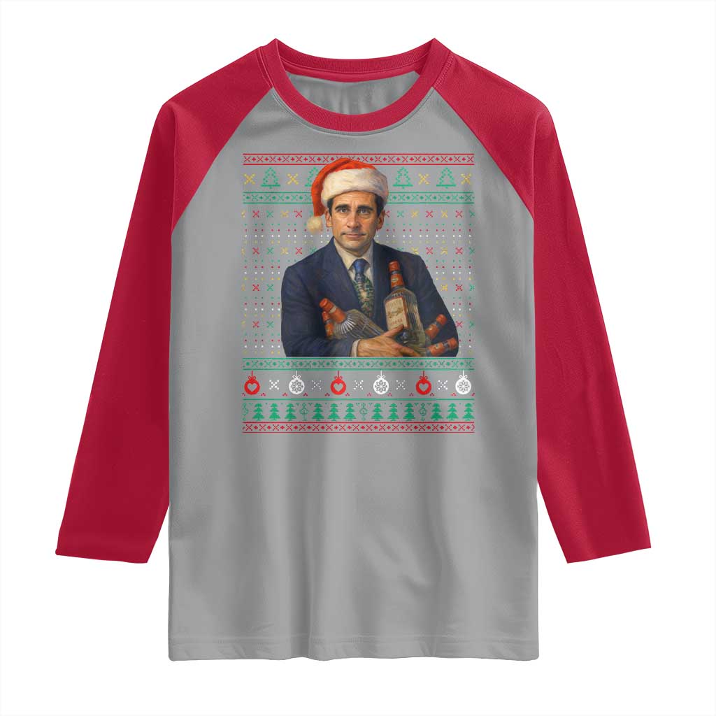 Office Christmas Movie Raglan Shirt Funny Retro 90s Movie Ugly Xmas - Wonder Print Shop