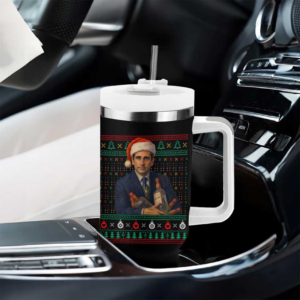 Office Christmas Movie Tumbler With Handle Funny Retro 90s Movie Ugly Xmas - Wonder Print Shop