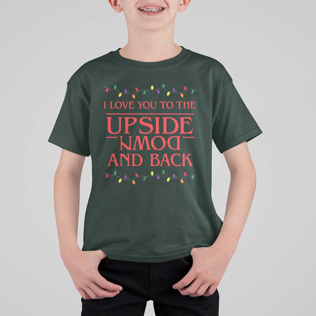 I Love You To The Upside Down Stranger Christmas T Shirt For Kid And Back Ugly Xmas Lights - Wonder Print Shop