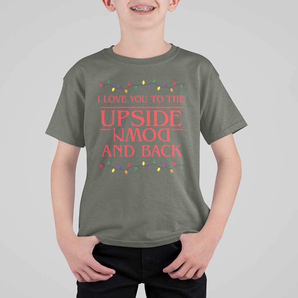I Love You To The Upside Down Stranger Christmas T Shirt For Kid And Back Ugly Xmas Lights - Wonder Print Shop
