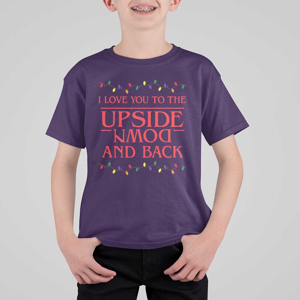 I Love You To The Upside Down Stranger Christmas T Shirt For Kid And Back Ugly Xmas Lights - Wonder Print Shop