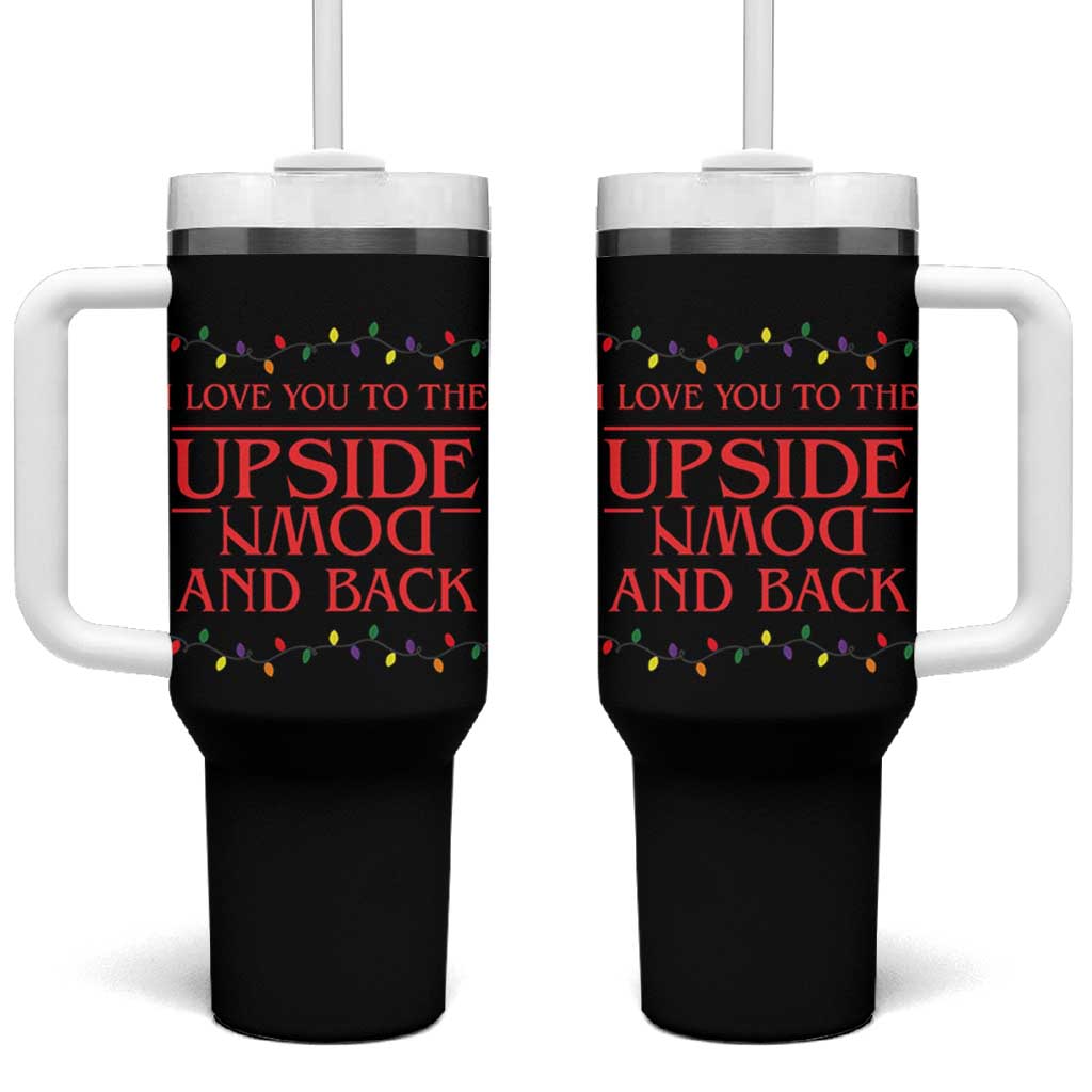 I Love You To The Upside Down Stranger Christmas Tumbler With Handle And Back Ugly Xmas Lights - Wonder Print Shop
