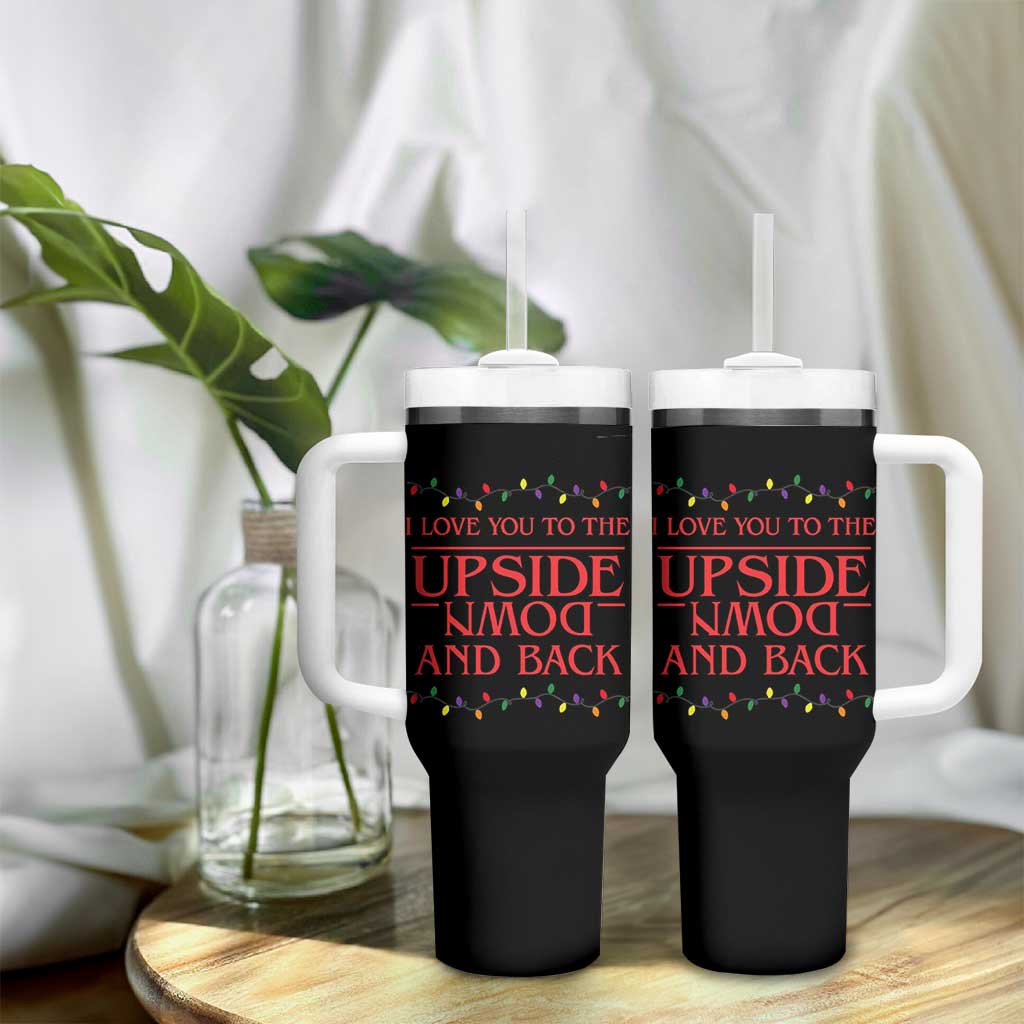 I Love You To The Upside Down Stranger Christmas Tumbler With Handle And Back Ugly Xmas Lights - Wonder Print Shop