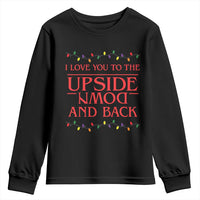 I Love You To The Upside Down Stranger Christmas Youth Sweatshirt And Back Ugly Xmas Lights - Wonder Print Shop