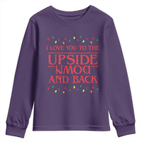 I Love You To The Upside Down Stranger Christmas Youth Sweatshirt And Back Ugly Xmas Lights - Wonder Print Shop