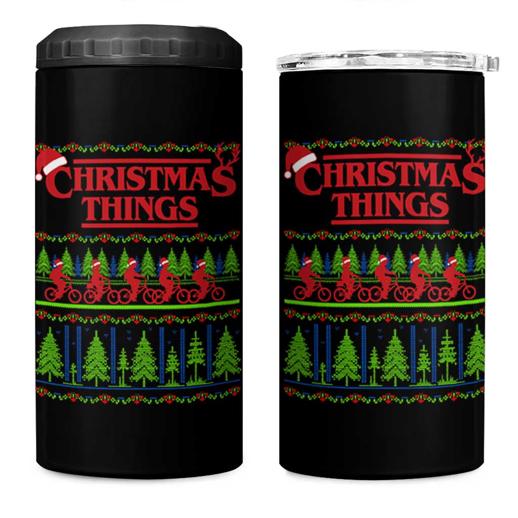 Christmas Things 4 in 1 Can Cooler Tumbler Vintage Movie TV Series Retro - Wonder Print Shop