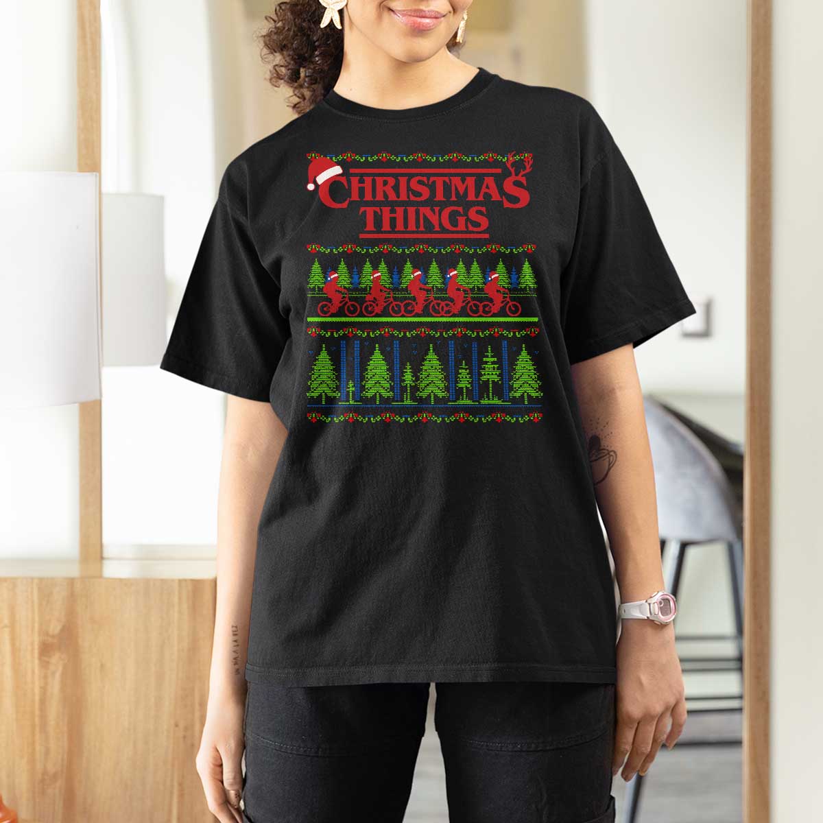Christmas Things T Shirt For Women Vintage Movie TV Series Retro - Wonder Print Shop