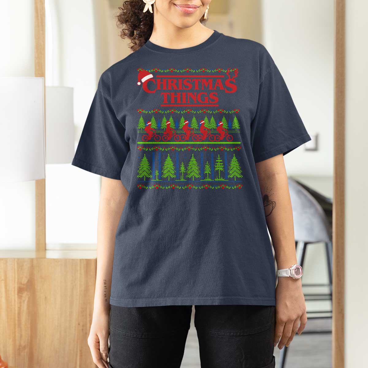 Christmas Things T Shirt For Women Vintage Movie TV Series Retro - Wonder Print Shop