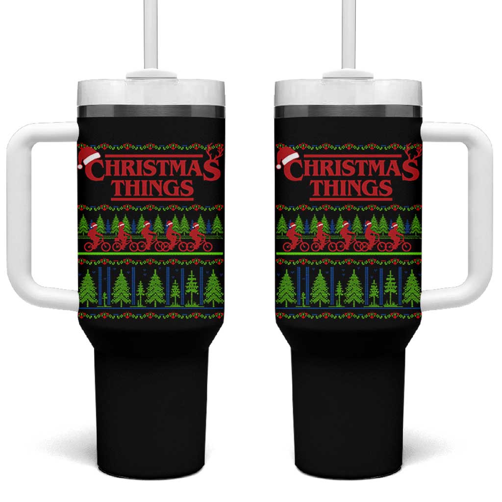 Christmas Things Tumbler With Handle Vintage Movie TV Series Retro - Wonder Print Shop