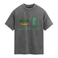 Sarcastic Cat Meme Washed Cotton T-Shirt Weirdcore Dark Humor